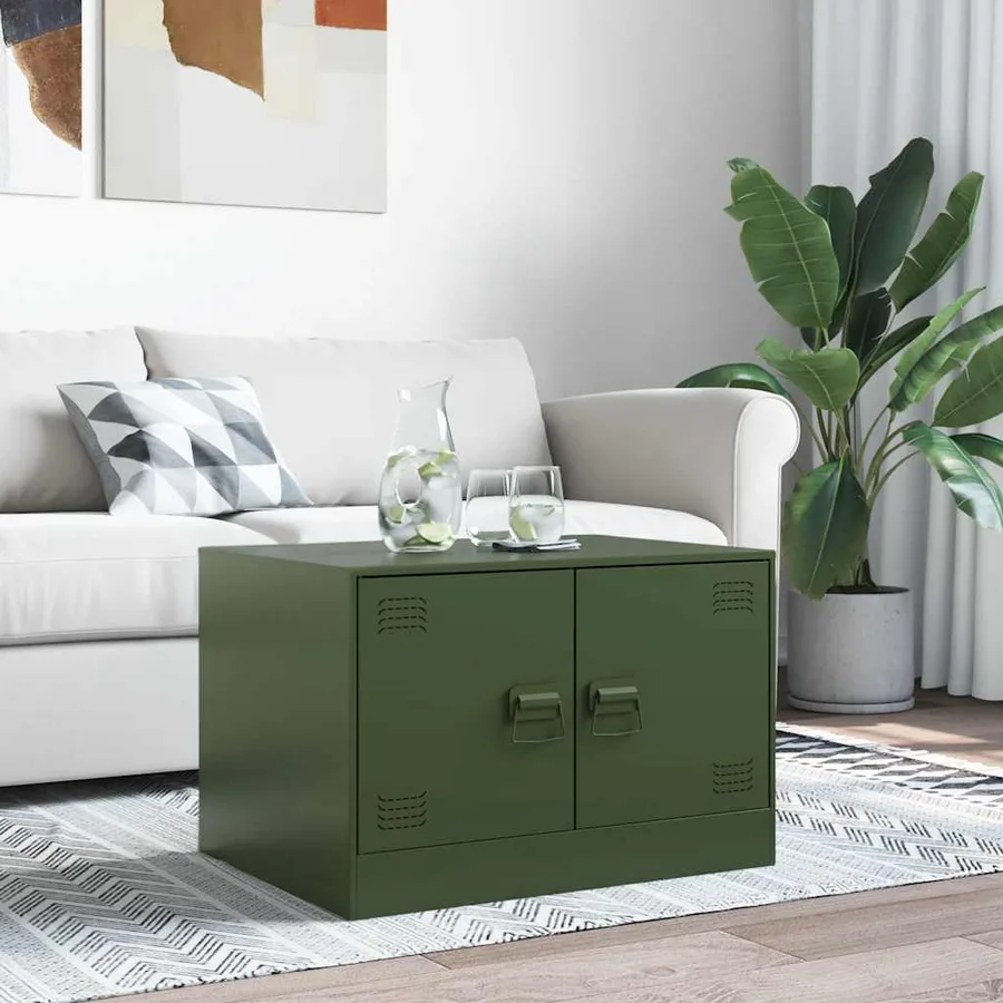 Table basse vert olive 67x50x44 cm acier - 3