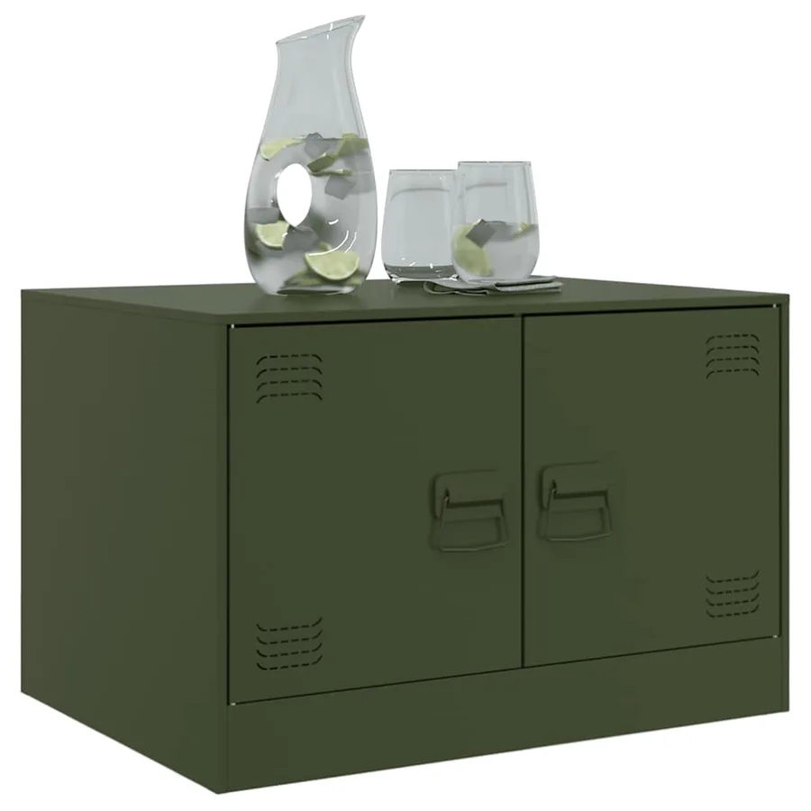 Table basse vert olive 67x50x44 cm acier - 4