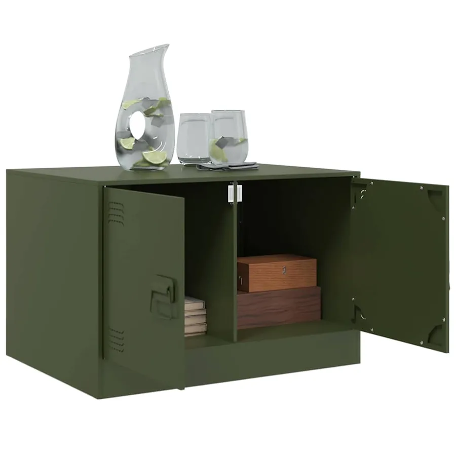 Table basse vert olive 67x50x44 cm acier - 5