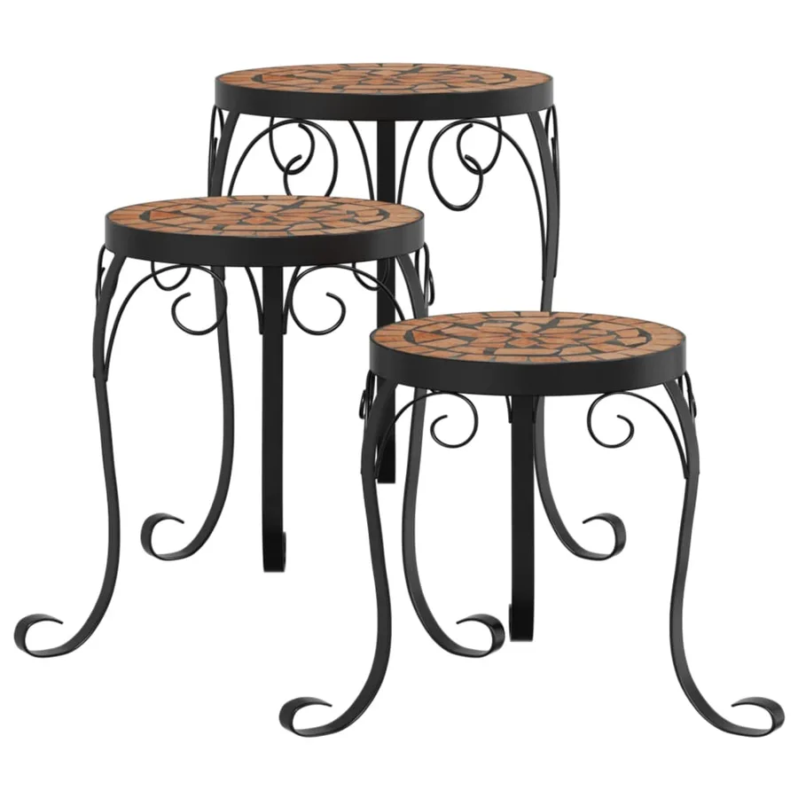 Supports de plantes 3 pcs terre cuite céramique - 2