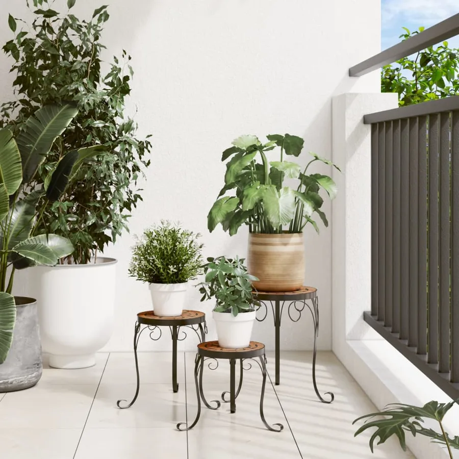 Supports de plantes 3 pcs terre cuite céramique - 3