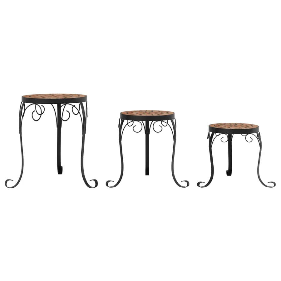Supports de plantes 3 pcs terre cuite céramique - 4