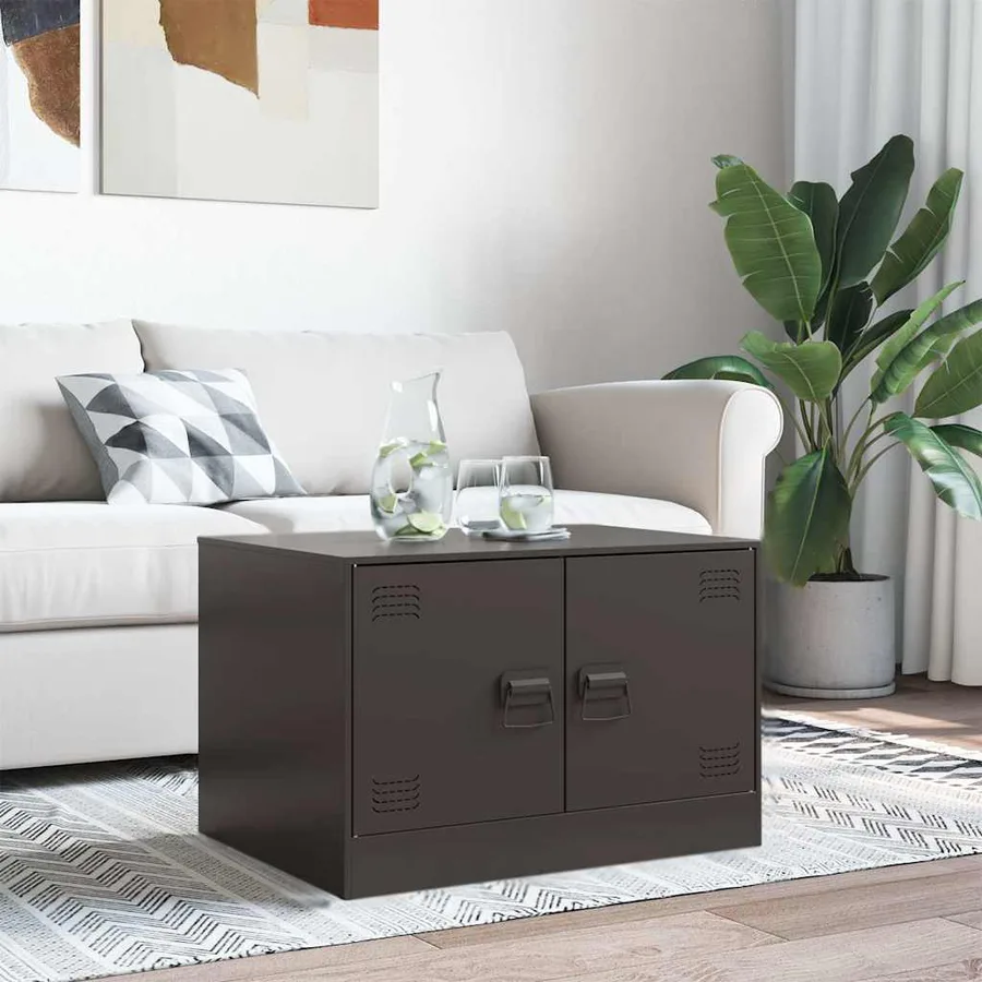 Table basse noir 67x50x44 cm acier - 3