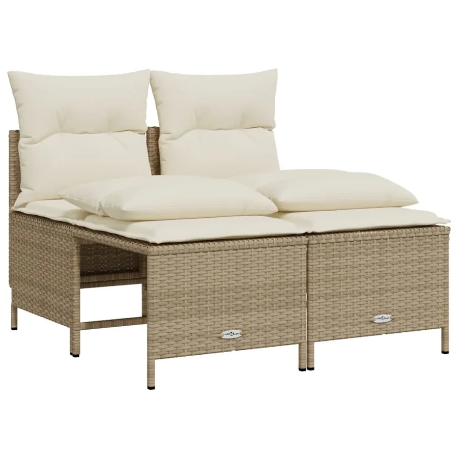 Salon de jardin avec coussins 4 pcs beige résine tressée - 2