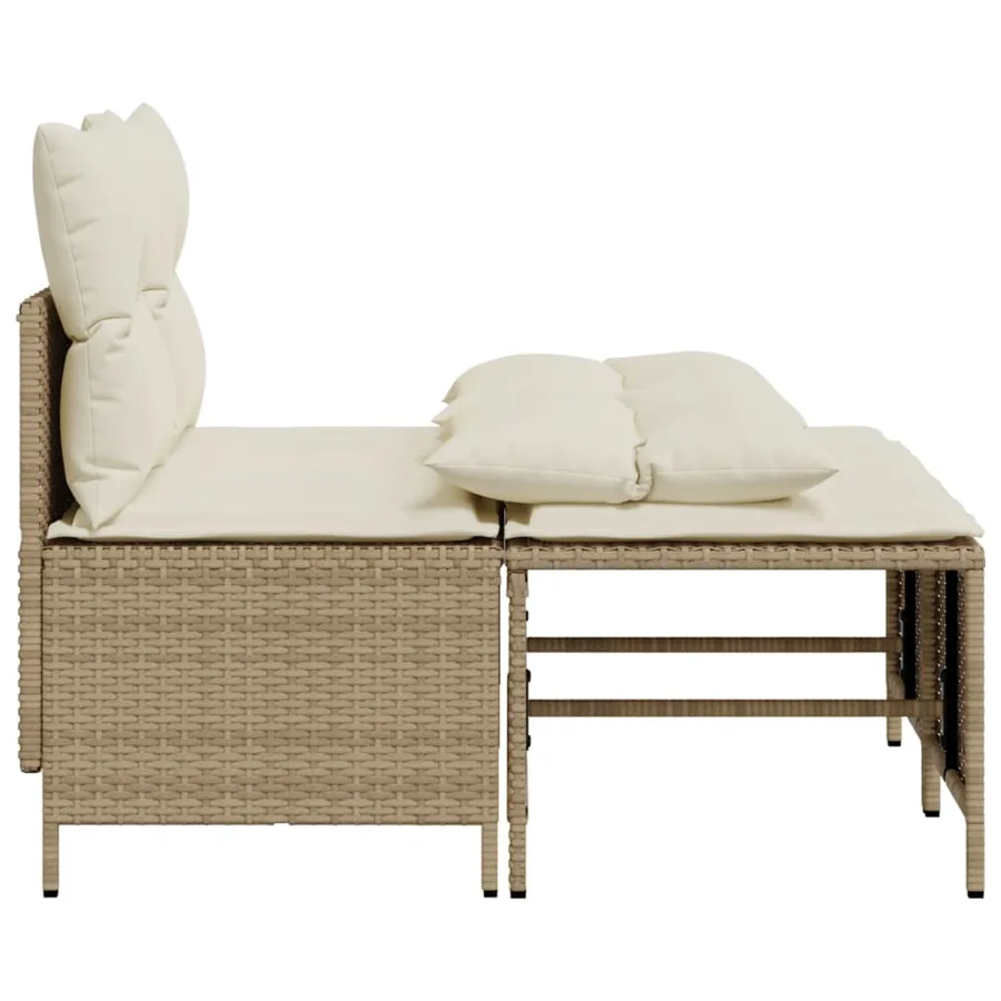 Salon de jardin avec coussins 4 pcs beige résine tressée - 4