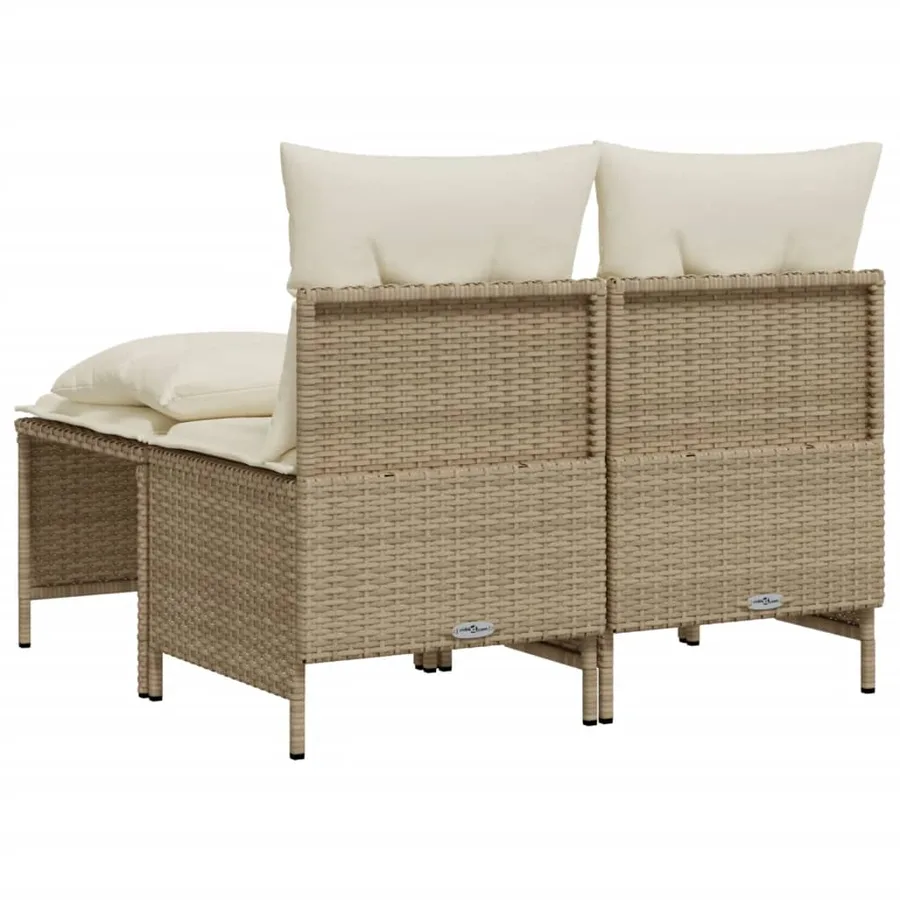 Salon de jardin avec coussins 4 pcs beige résine tressée - 5