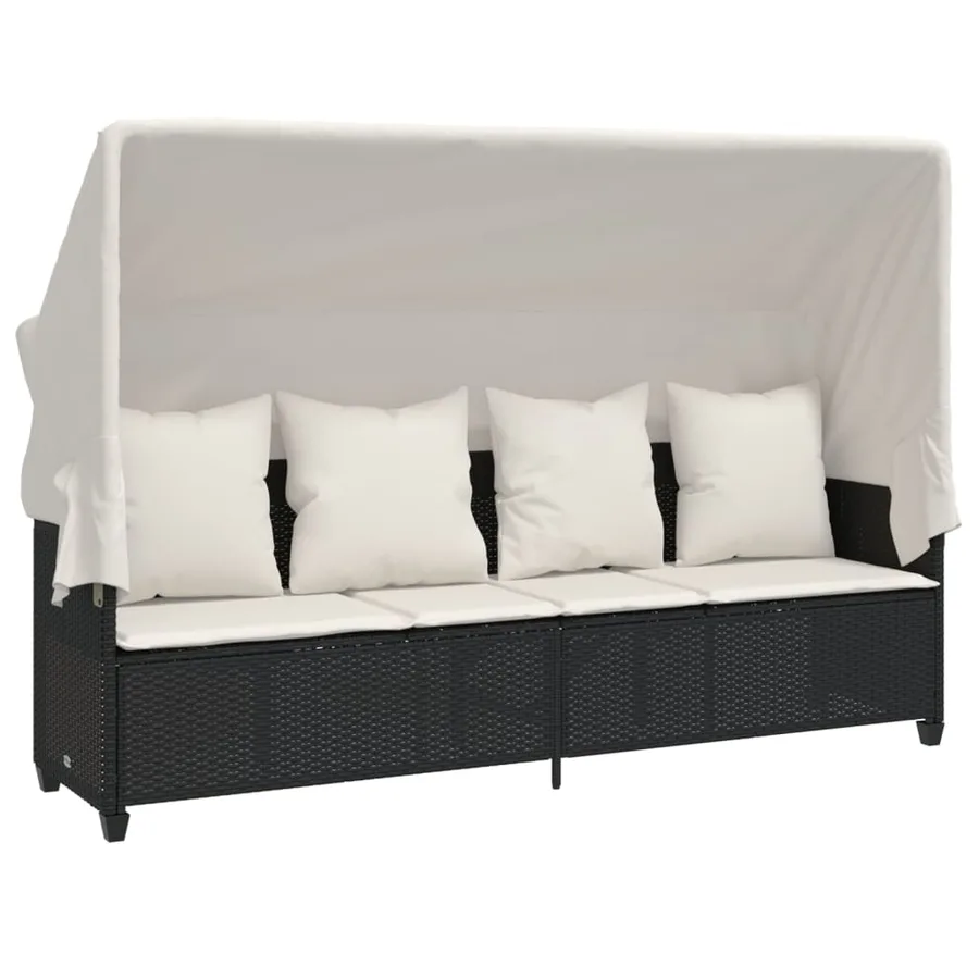 Salon de jardin 5 pcs avec coussins noir résine tressée - 3