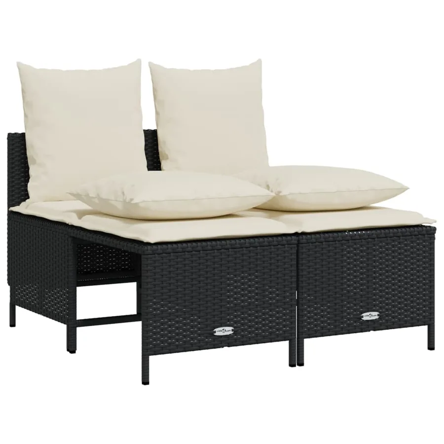 Salon de jardin 5 pcs avec coussins noir résine tressée - 4