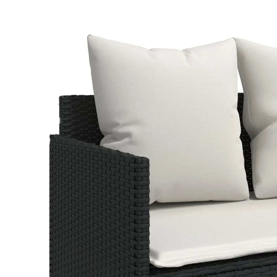 Salon de jardin 5 pcs avec coussins noir résine tressée - 6