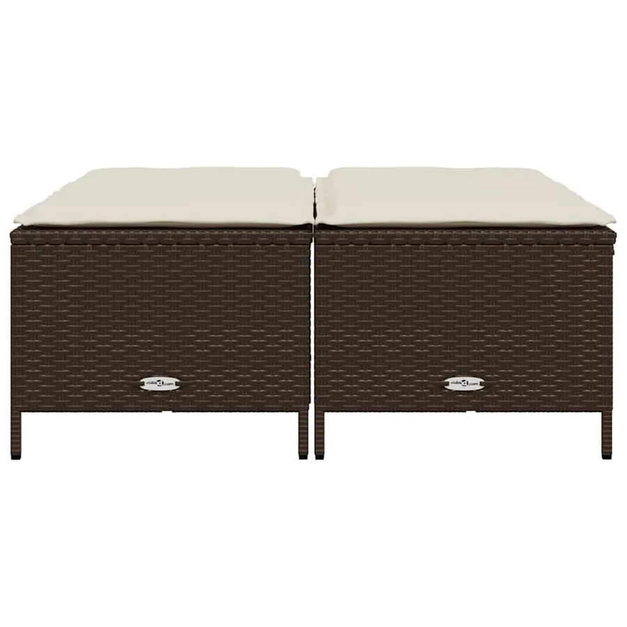 Tabourets de jardin avec coussins lot de 4 marron poly rotin - 3