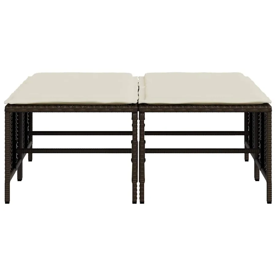 Tabourets de jardin avec coussins lot de 4 marron poly rotin - 4