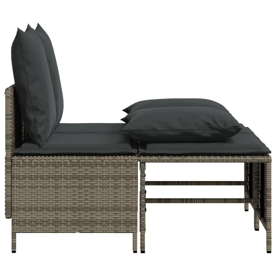Salon de jardin 4 pcs avec coussins gris résine tressée - 4