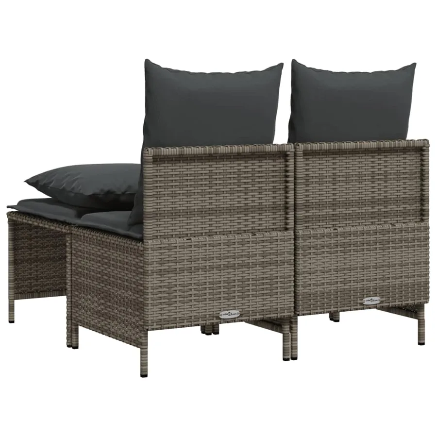 Salon de jardin 4 pcs avec coussins gris résine tressée - 5
