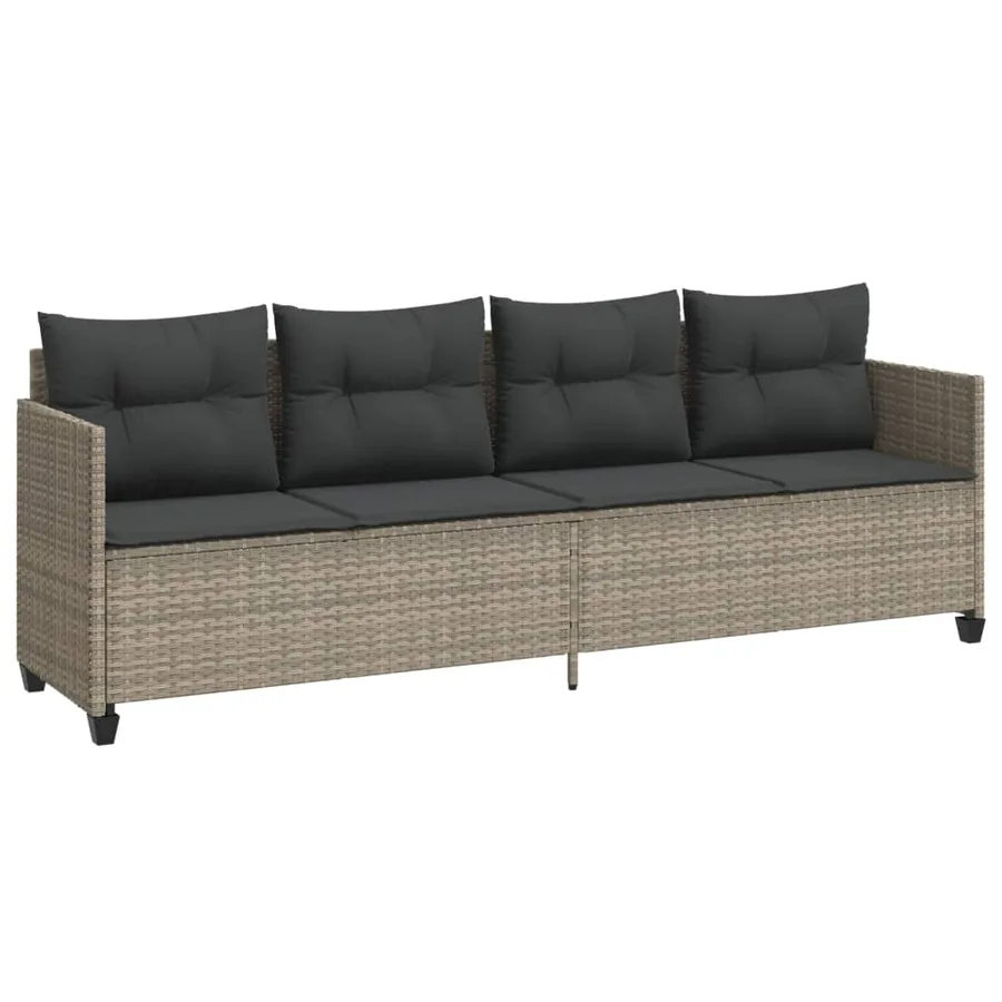 Salon de jardin 5 pcs avec coussins gris clair résine tressée - 3