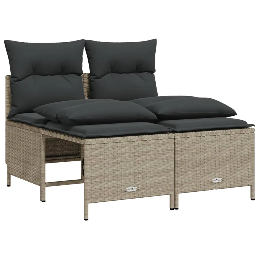 Salon de jardin 5 pcs avec coussins gris clair résine tressée - 4