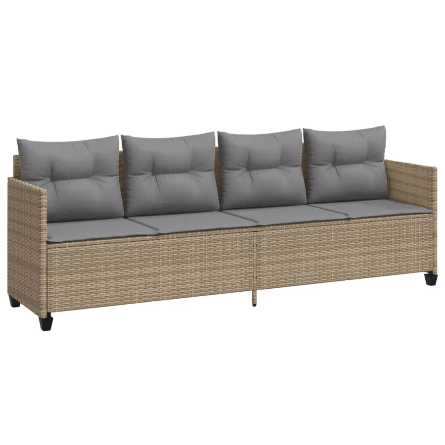 Salon de jardin avec coussins 5 pcs beige résine tressée - 3