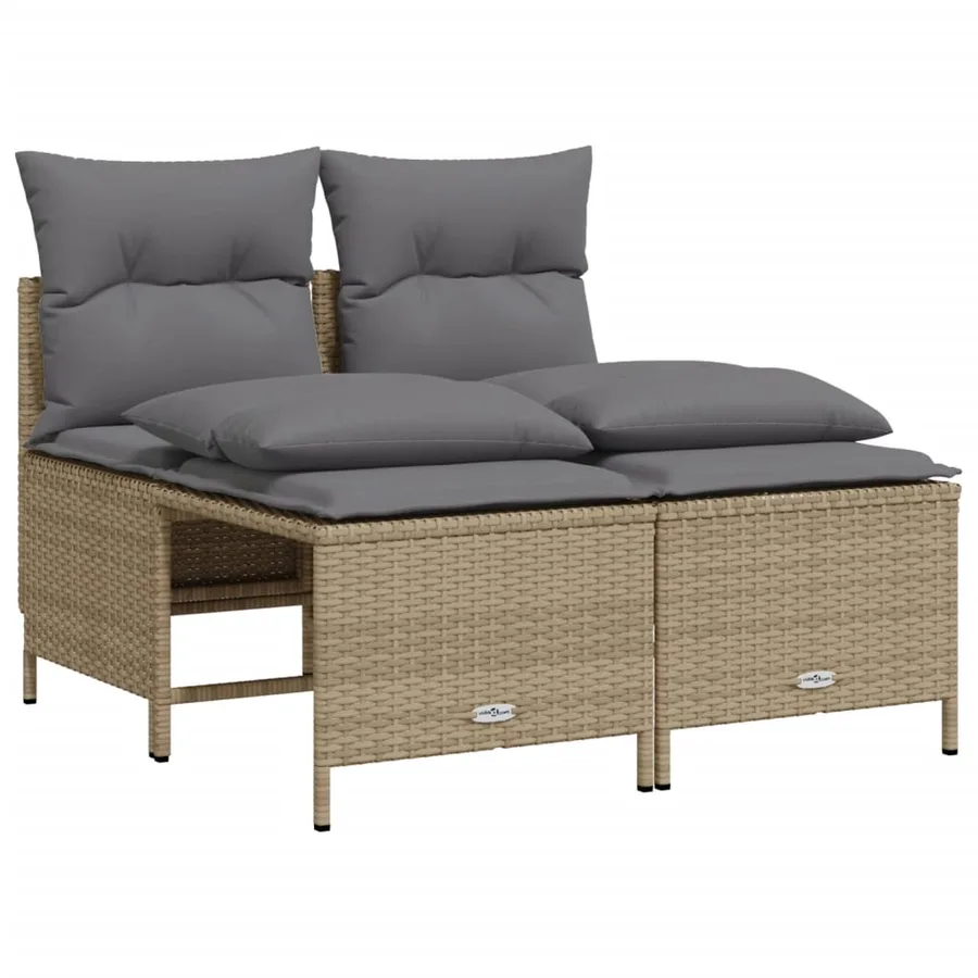 Salon de jardin avec coussins 5 pcs beige résine tressée - 4