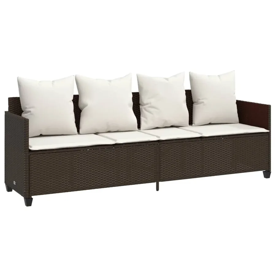 Salon de jardin avec coussins 5 pcs marron résine tressée - 3