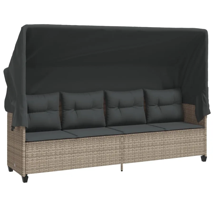 Salon de jardin 5 pcs avec coussins gris clair résine tressée - 3