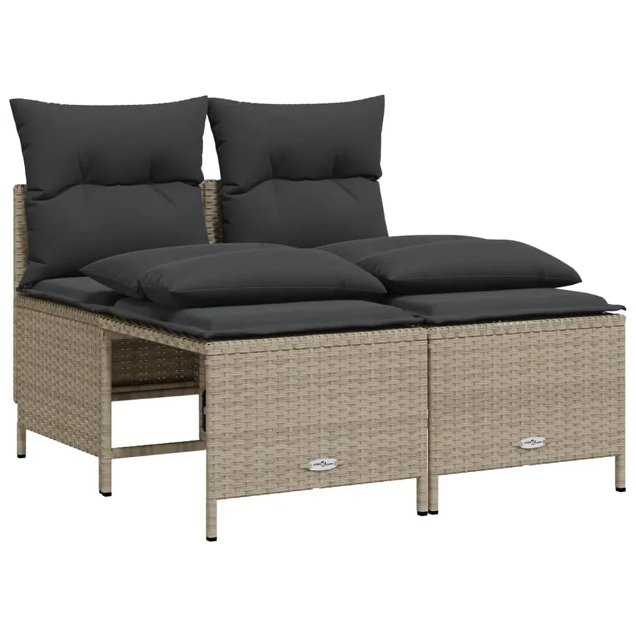 Salon de jardin 5 pcs avec coussins gris clair résine tressée - 4