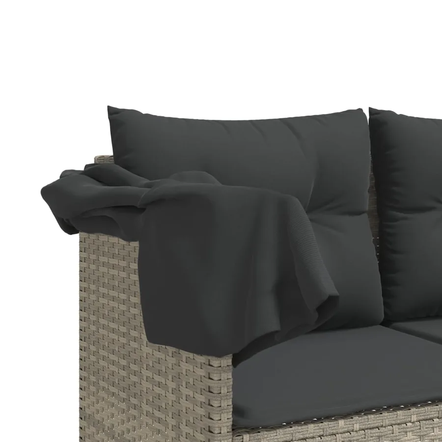 Salon de jardin 5 pcs avec coussins gris clair résine tressée - 6