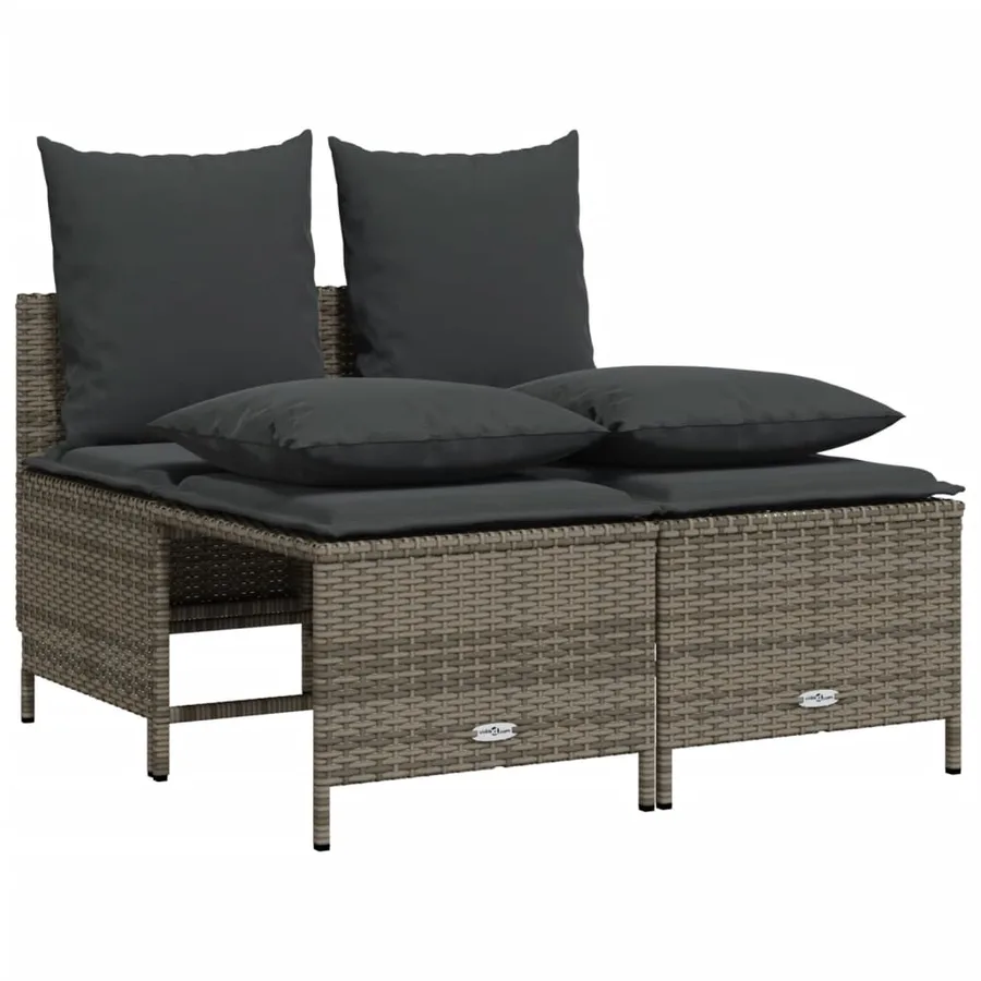 Salon de jardin 5 pcs avec coussins gris résine tressée - 4
