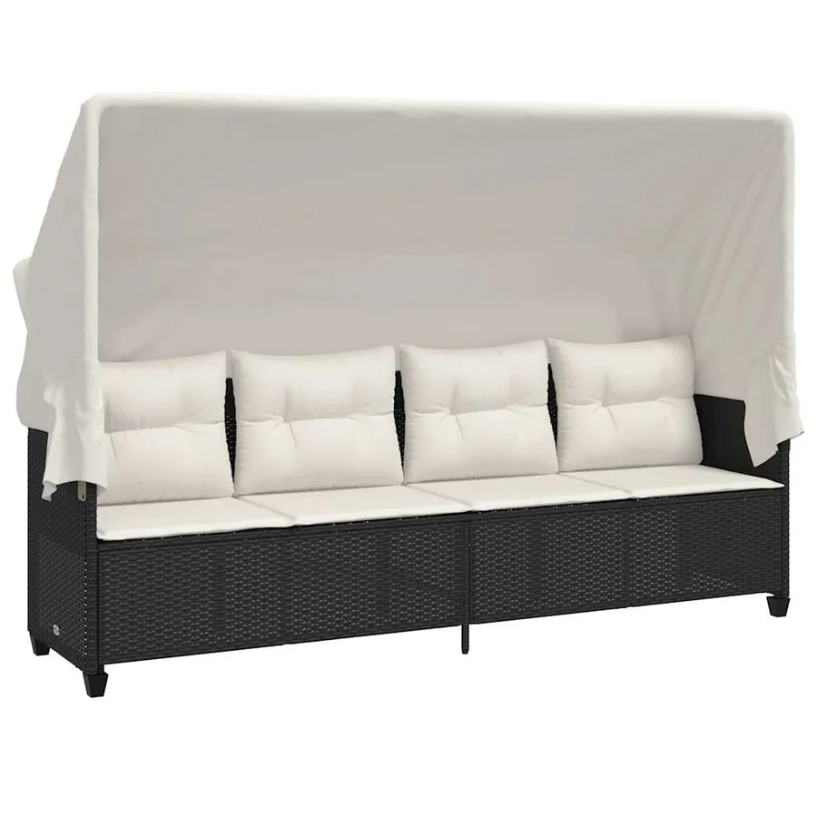 Salon de jardin 5 pcs avec coussins noir résine tressée - 3