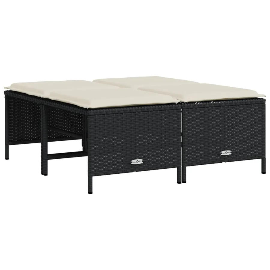 Salon de jardin 5 pcs avec coussins noir résine tressée - 4