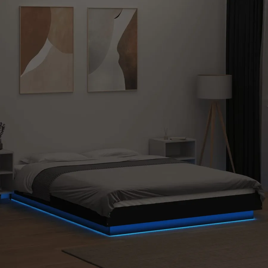 Cadre de lit avec lumières LED sans matelas noir 120x190cm - 4