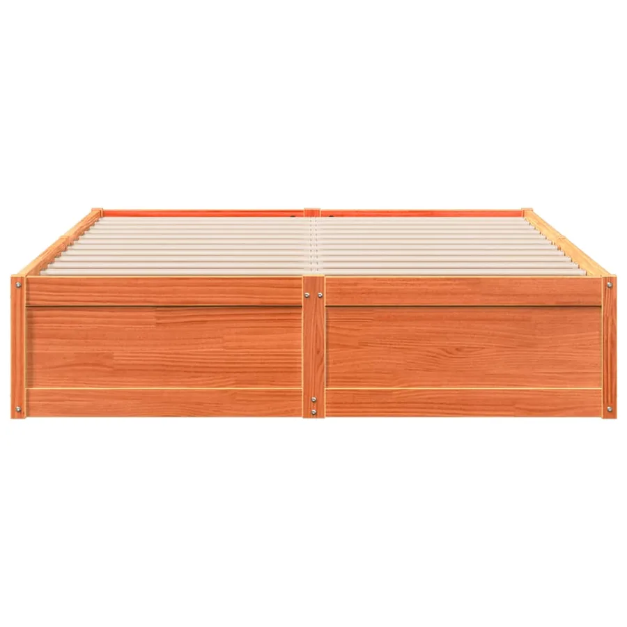 Cadre de lit sans matelas cire marron 150x200cm bois pin massif - 4