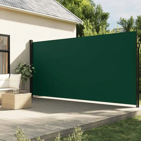 Auvent latéral rétractable vert foncé 200x500 cm