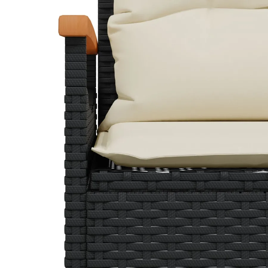 Salon de jardin 3 pcs avec coussins noir résine tressée - 10