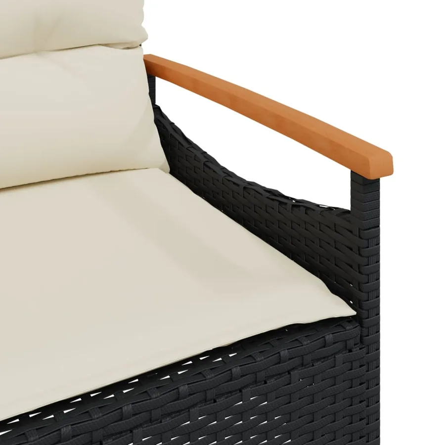 Salon de jardin 3 pcs avec coussins noir résine tressée - 11