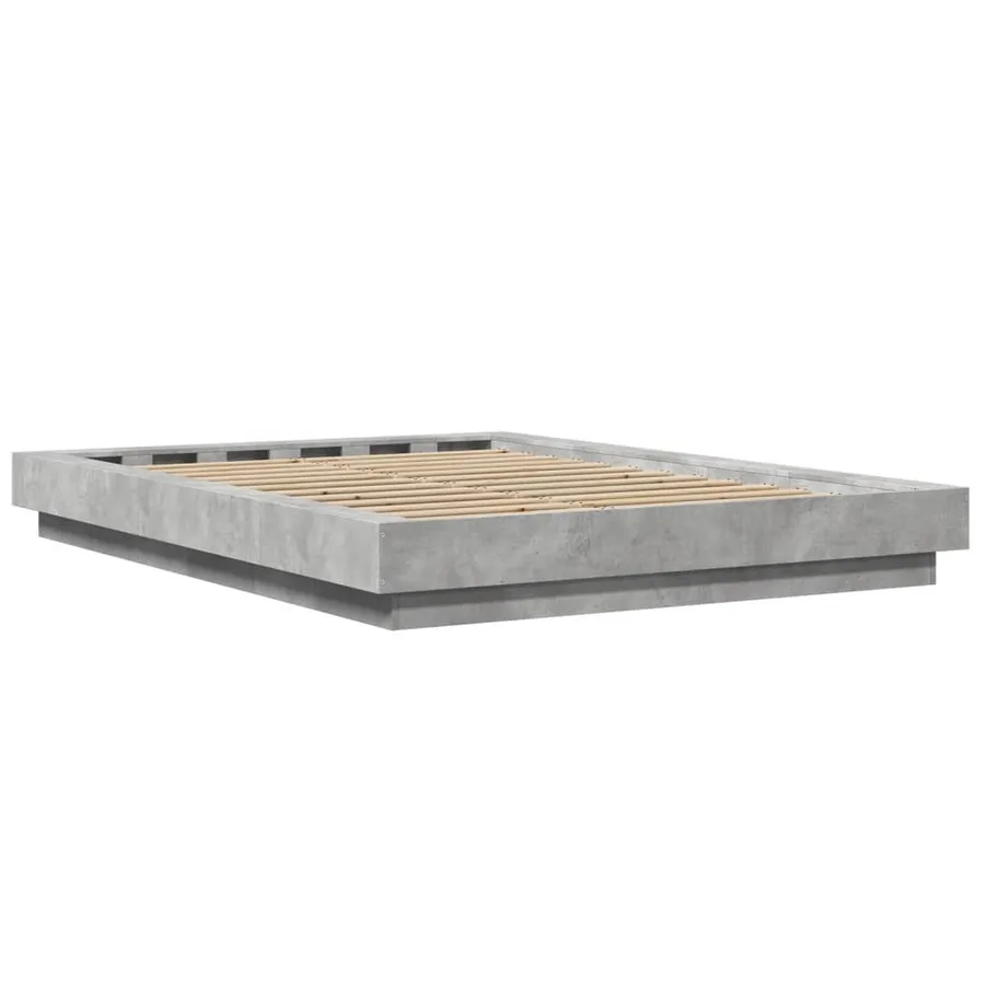 Cadre de lit et lumières LED sans matelas gris béton 120x200 cm - 7