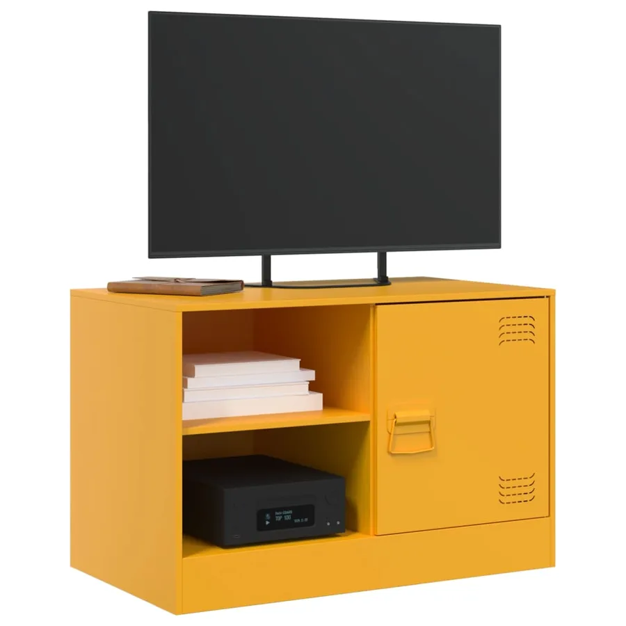 Meuble TV jaune moutarde 67x39x44 cm acier - 4