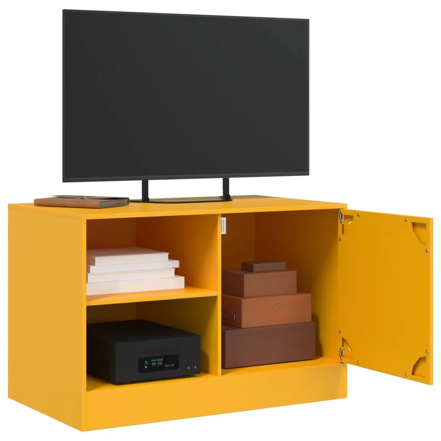 Meuble TV jaune moutarde 67x39x44 cm acier - 5