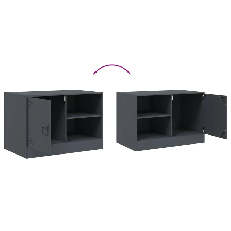 Meuble TV anthracite 67x39x44 cm acier - 10