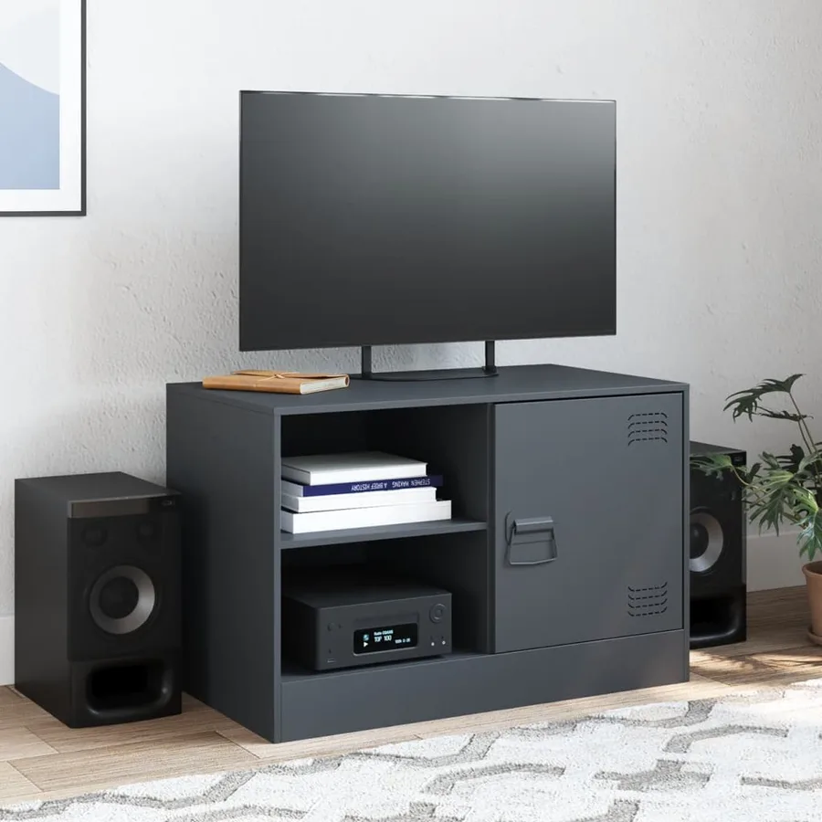 Meuble TV anthracite 67x39x44 cm acier - 3