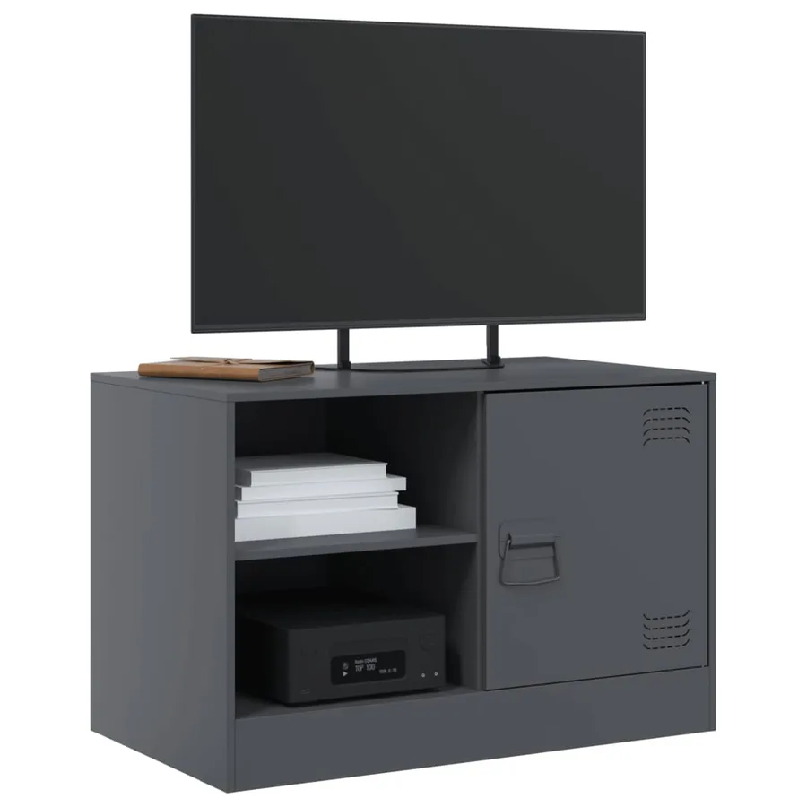 Meuble TV anthracite 67x39x44 cm acier - 4