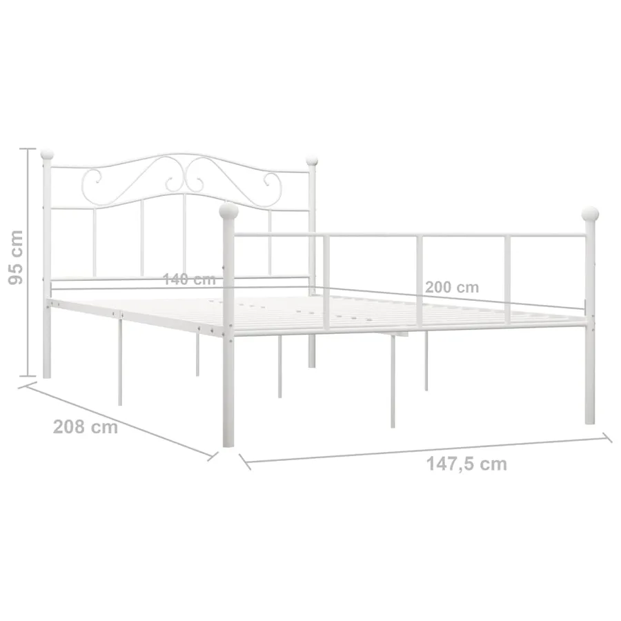 Cadre de lit sans matelas blanc métal 140x200 cm - 6