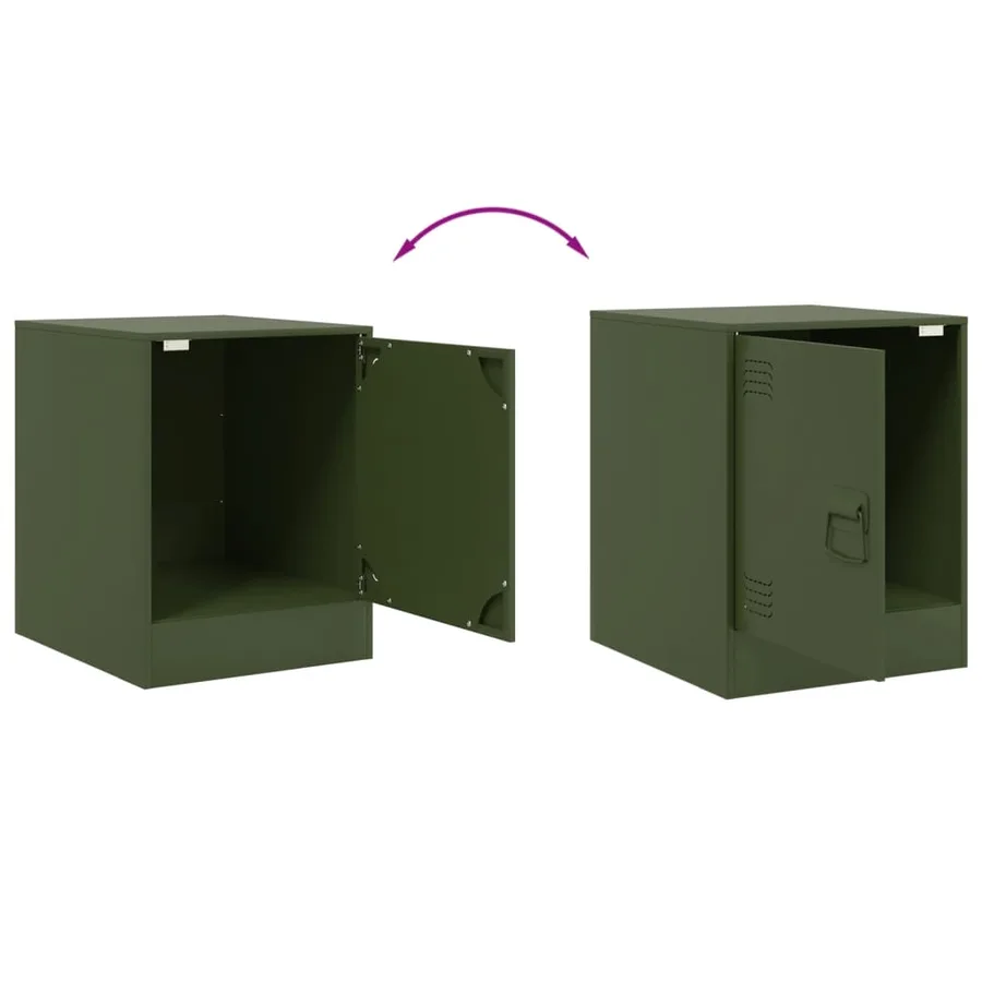 Table de chevet vert olive 34,5x39x44 cm acier - 10