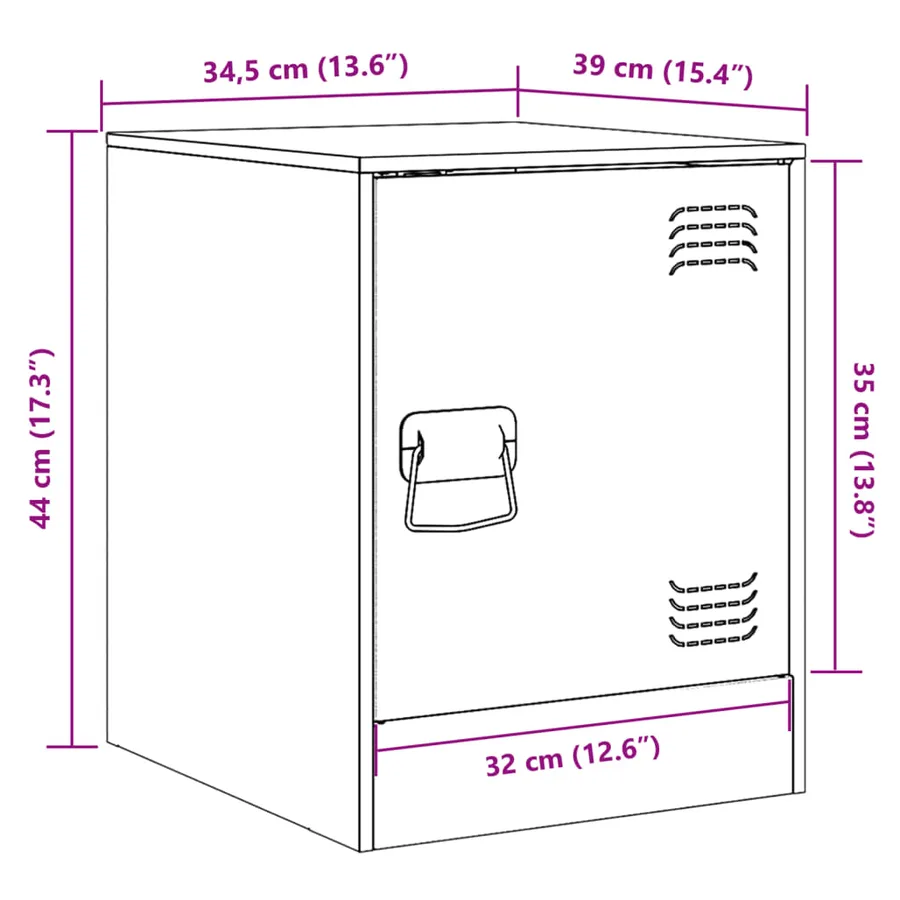 Table de chevet vert olive 34,5x39x44 cm acier - 13