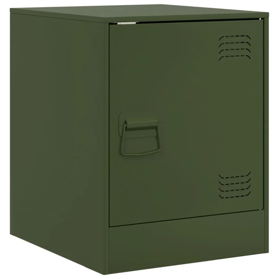 Table de chevet vert olive 34,5x39x44 cm acier - 2