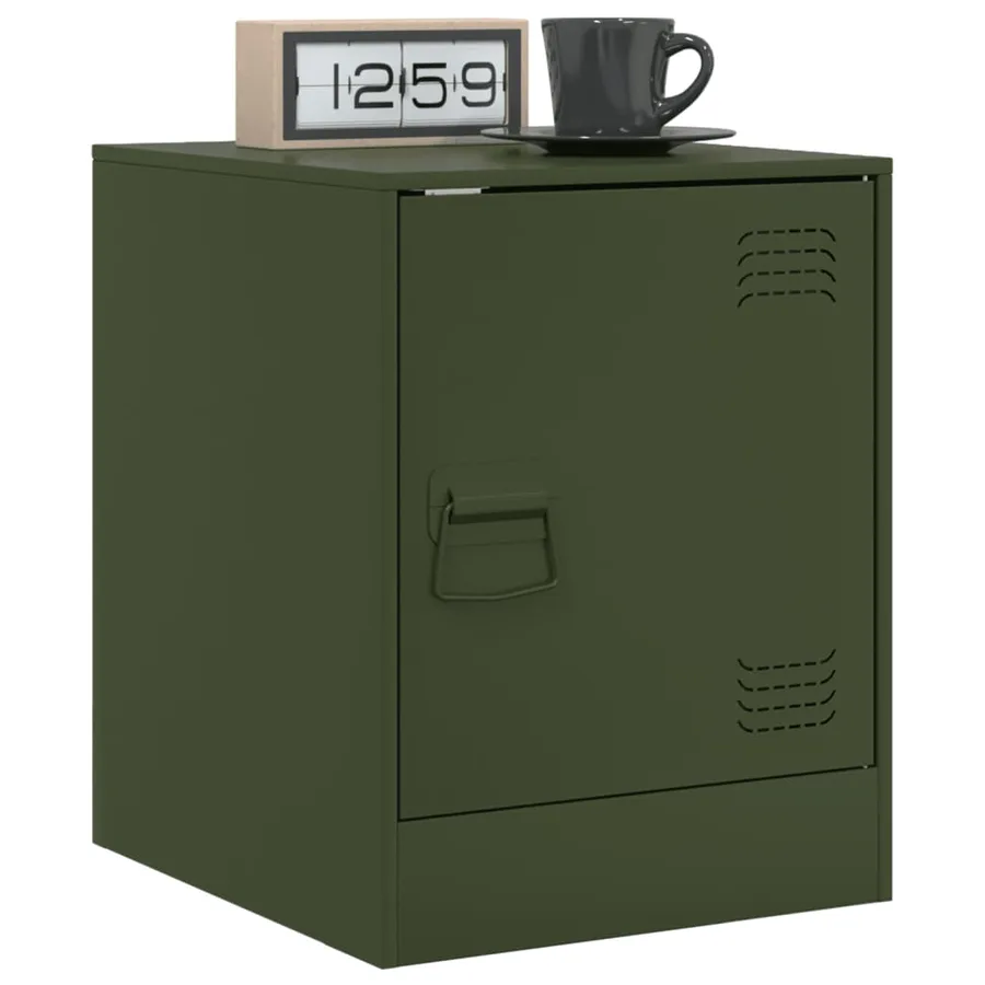 Table de chevet vert olive 34,5x39x44 cm acier - 4