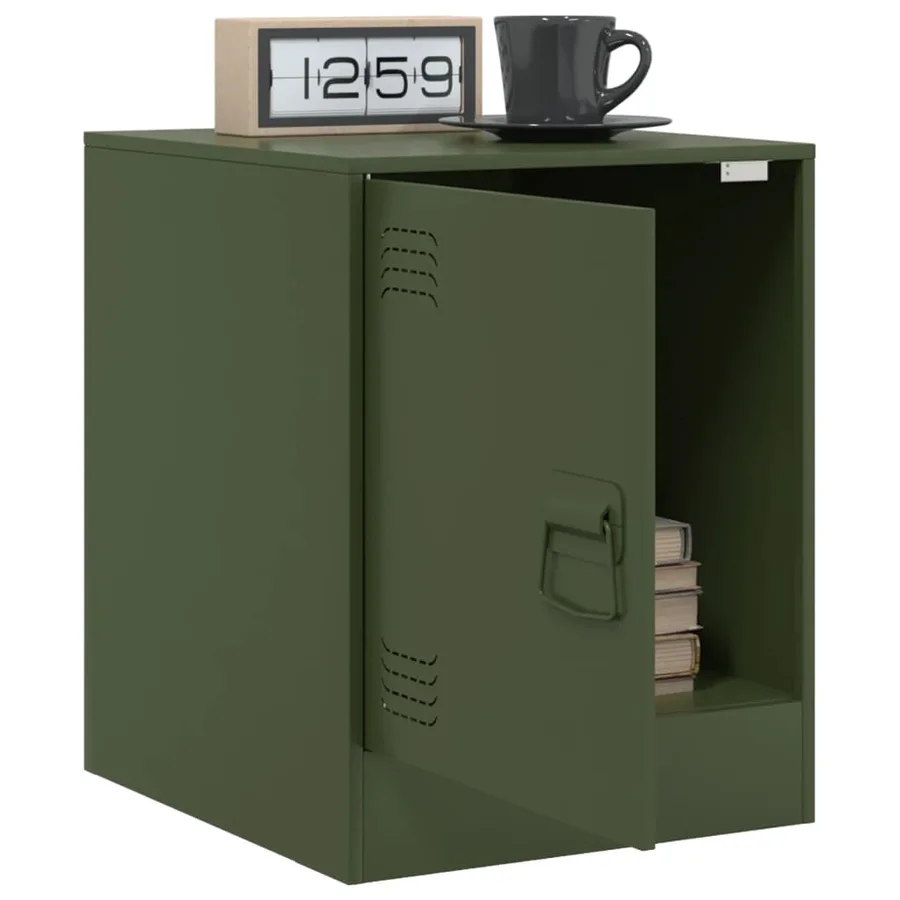 Table de chevet vert olive 34,5x39x44 cm acier - 5
