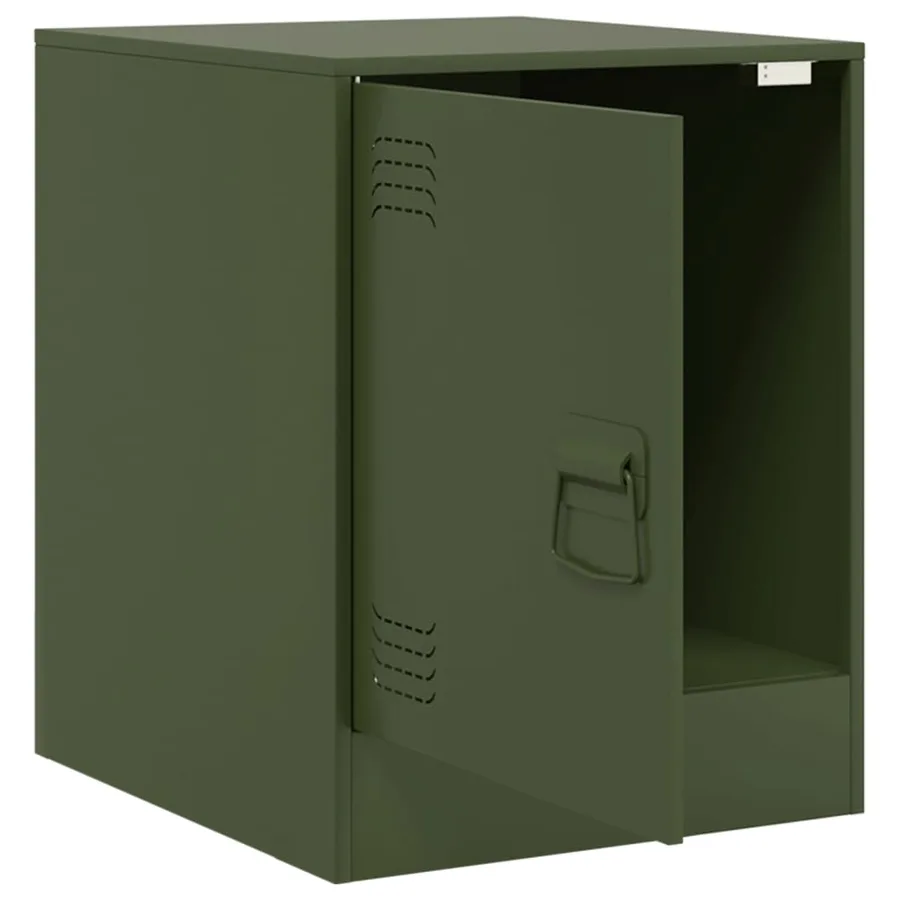 Table de chevet vert olive 34,5x39x44 cm acier - 7