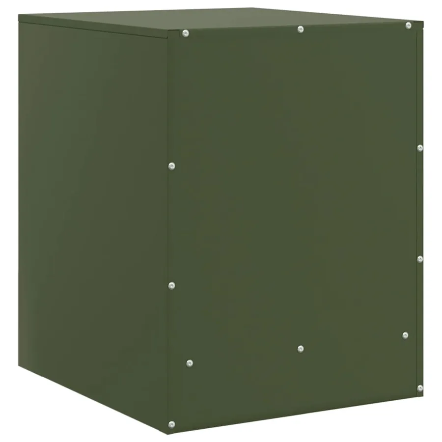 Table de chevet vert olive 34,5x39x44 cm acier - 9