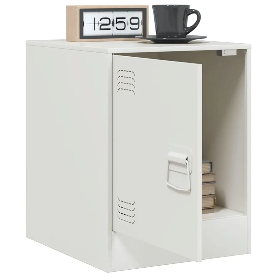 Table de chevet blanc 34,5x39x44 cm acier - 5