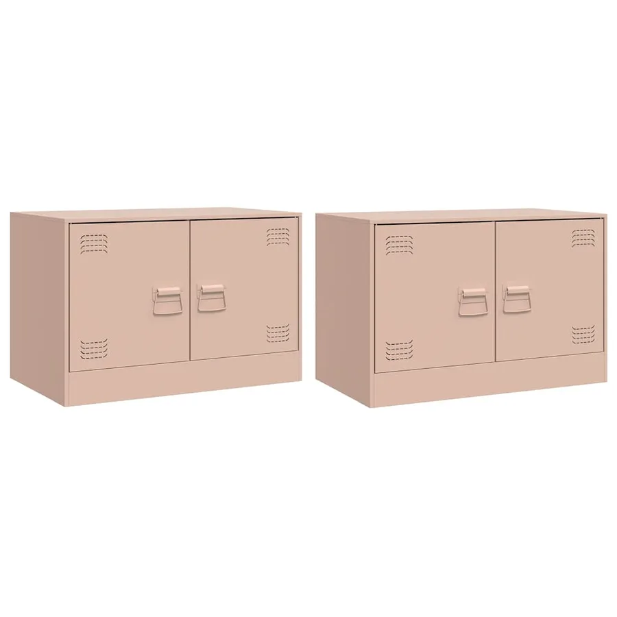 Meubles TV 2 pcs rose 67x39x44 cm acier - 2