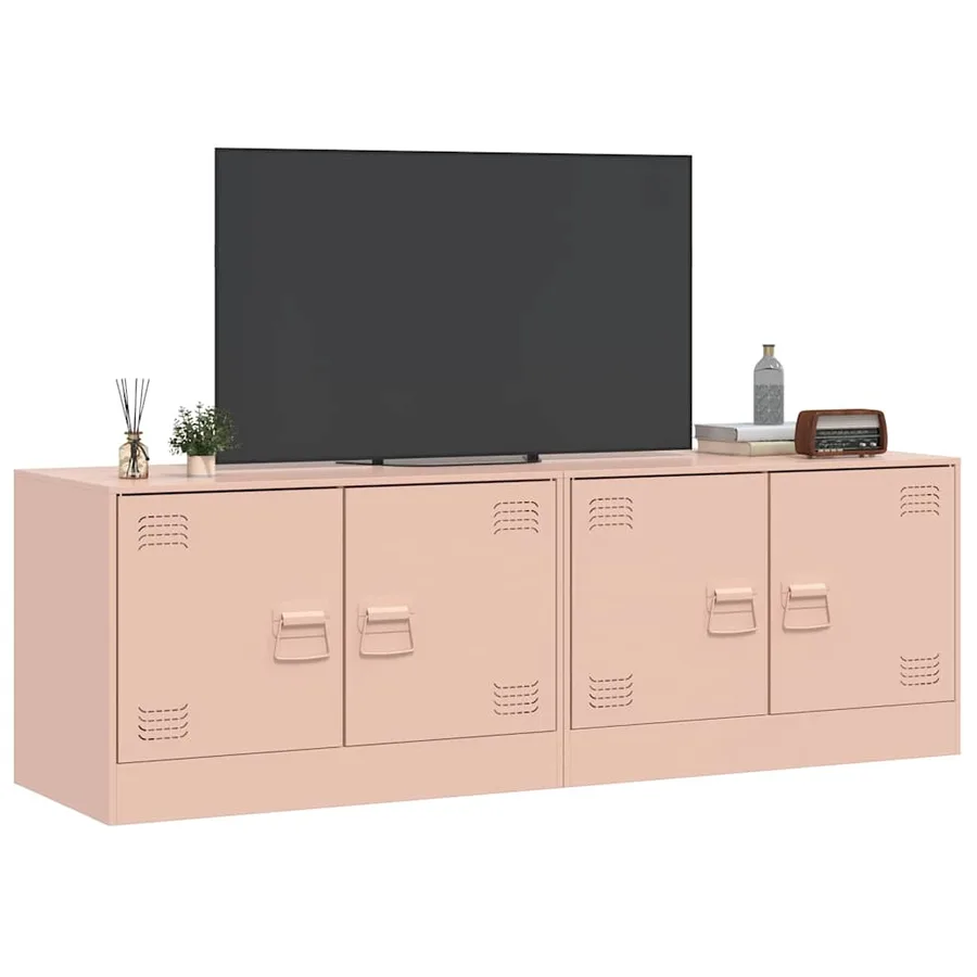 Meubles TV 2 pcs rose 67x39x44 cm acier - 4